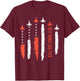 Best Bonus Dad Ever Jet Fighter USA Flag Fathers Day Stepdad T-Shirt - T-Shirt | Maroon