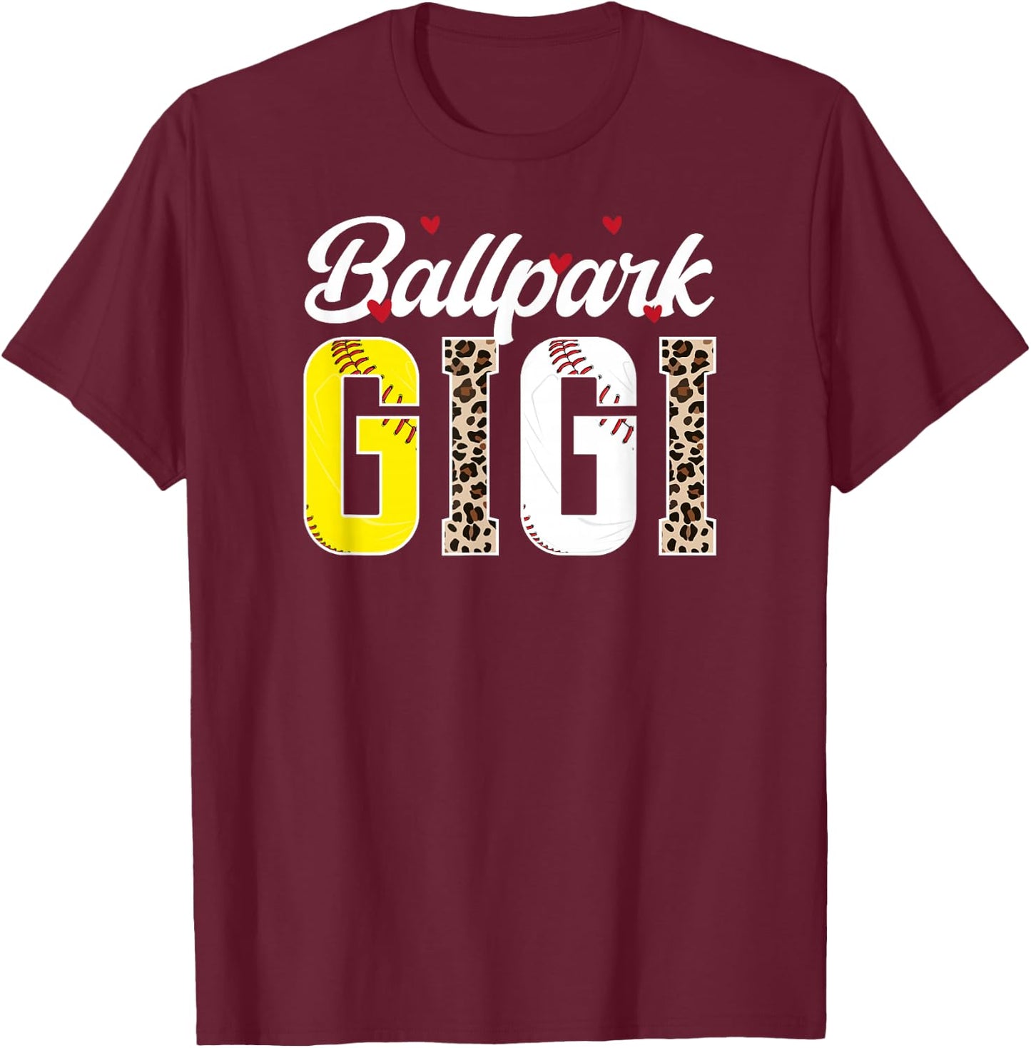 Ballpark Gigi Leopard Baseball Softball Gigi Grandma T-Shirt - T-Shirt | Maroon