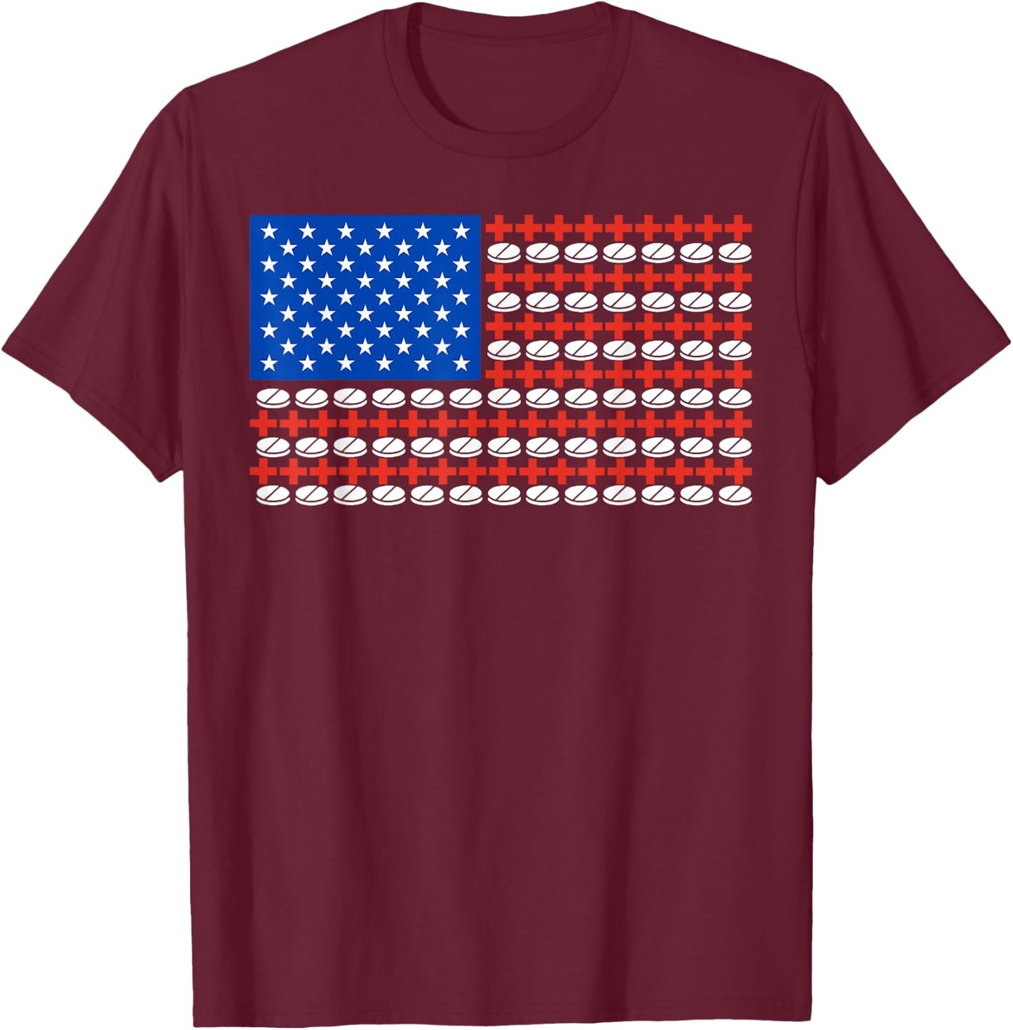 Medical Nursing Doctor US Flag 4th Of July Pharmacy Tech T-Shirt - T-Shirt | Maroon