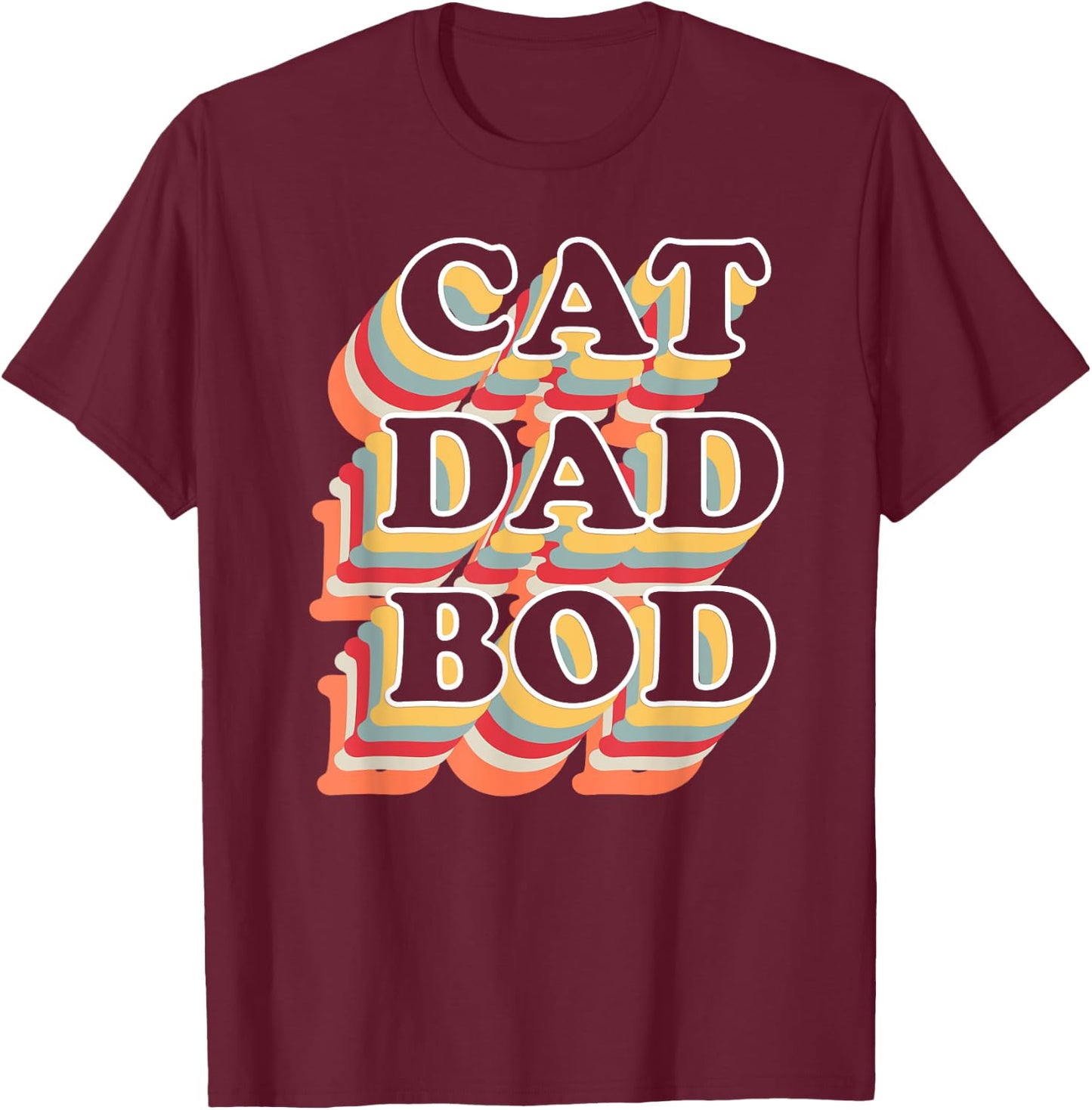 Cat Dad Bod Vintage Retro Fitness Gym Gifts for Cat Dads T-Shirt - T-Shirt | Maroon