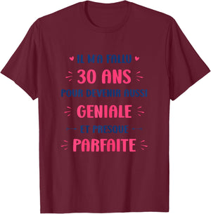 Funny Awesome 30th Birthday Woman 30 Years , white, Female X-Small T-Shirt - T-Shirt | Maroon