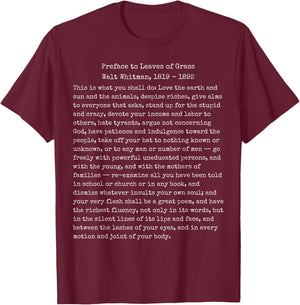 Walt Whitman Leaves of Grass What You Shall Do T-Shirt - T-Shirt | Maroon