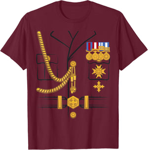 Military Dictator General Officer Uniform Halloween Costume , gray T-Shirt - T-Shirt | Maroon