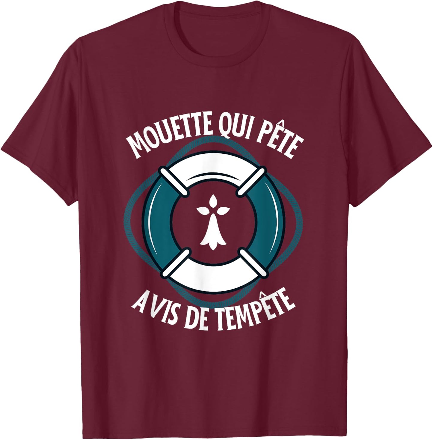 Humour Bretagne | Mouette Qui Farte Avis de Tempête T-Shirt - T-Shirt | Maroon