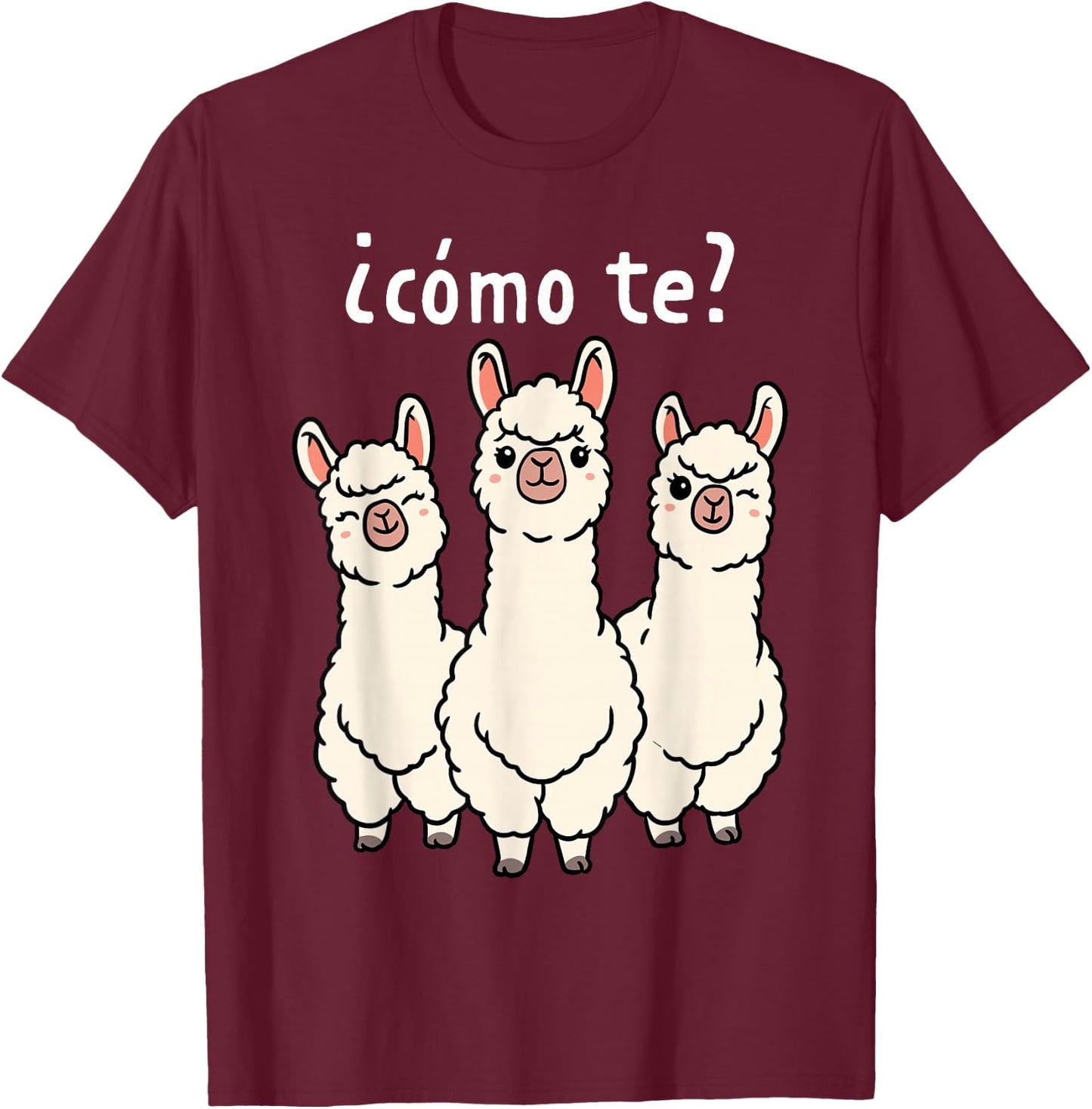 Como Te Llamas Shirt Funny Llama Spanish Teacher Joke T-Shirt - T-Shirt | Maroon