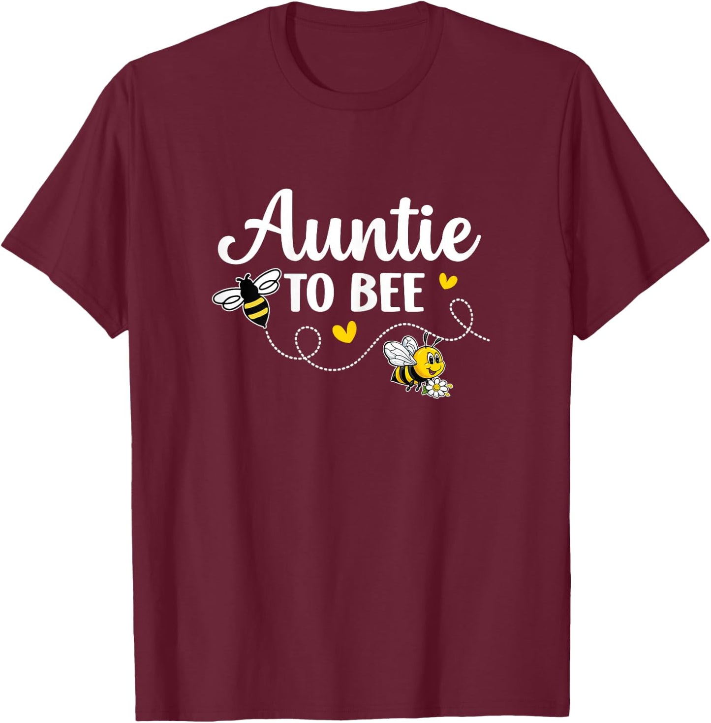 Auntie To Bee Gender Reveal Pregnancy Announcement Auntie T-Shirt - T-Shirt | Maroon