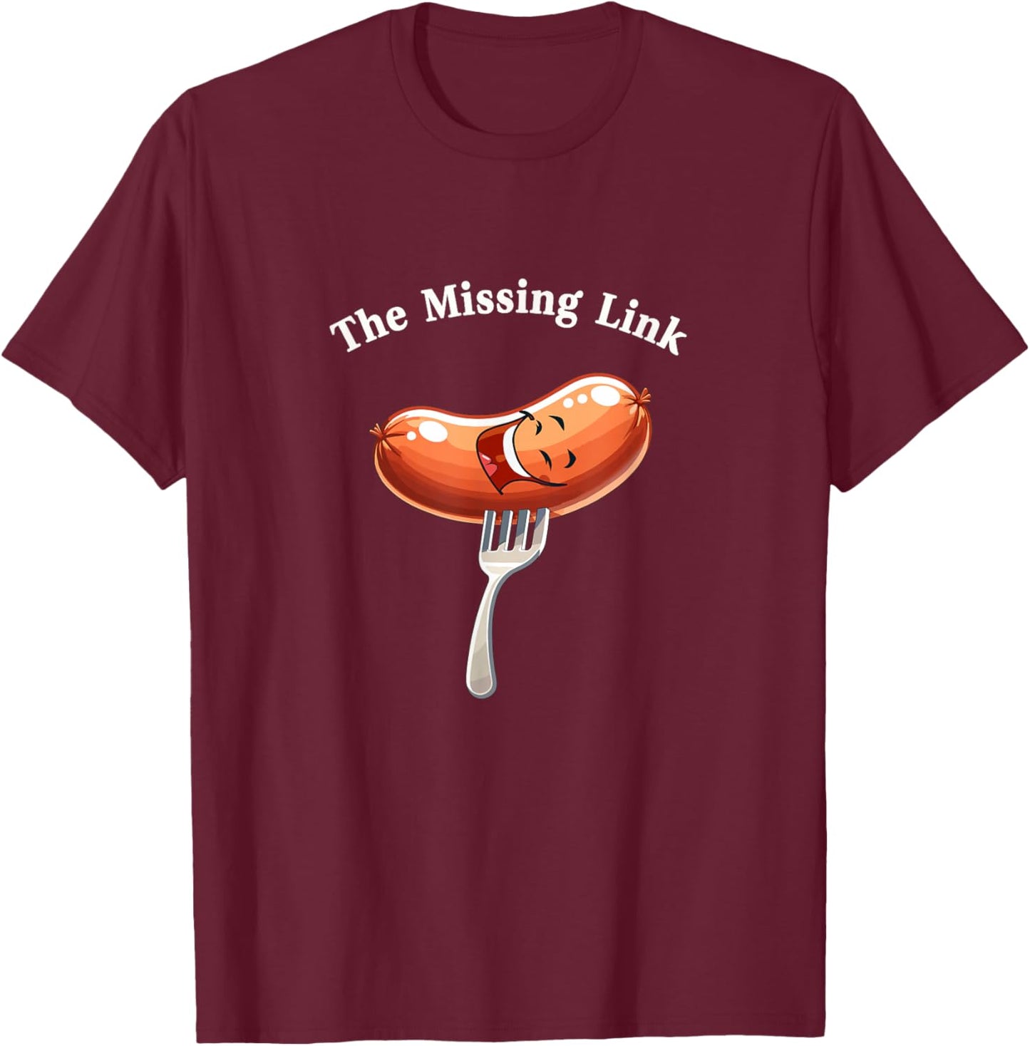 The Missing Link Sausage Smile BBQ Party Fun T-Shirt - T-Shirt | Maroon