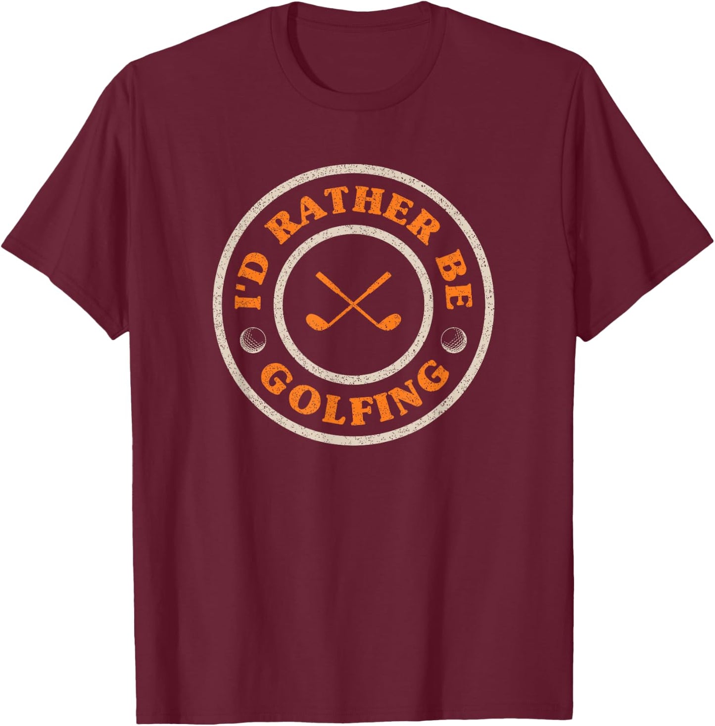 I'd Rather Be Golfing Funny Retro T-Shirt - T-Shirt | Maroon