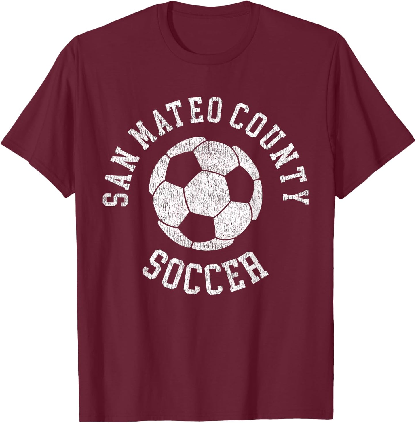 San Mateo County Soccer Retro Distressed 90's Vintage T-Shirt - T-Shirt | Maroon