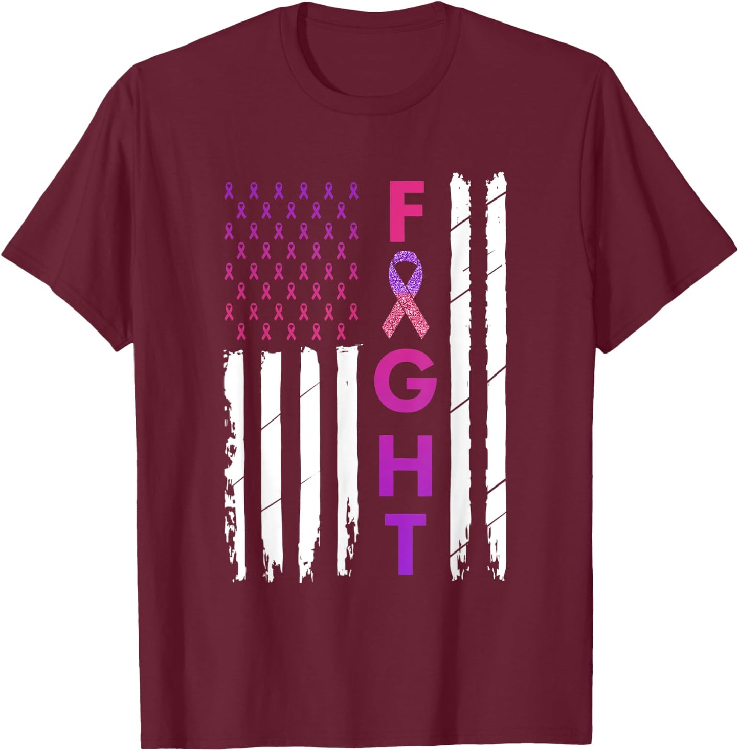 Breast Cancer & Domestic Violence Awareness Fight Survivor T-Shirt - T-Shirt | Maroon