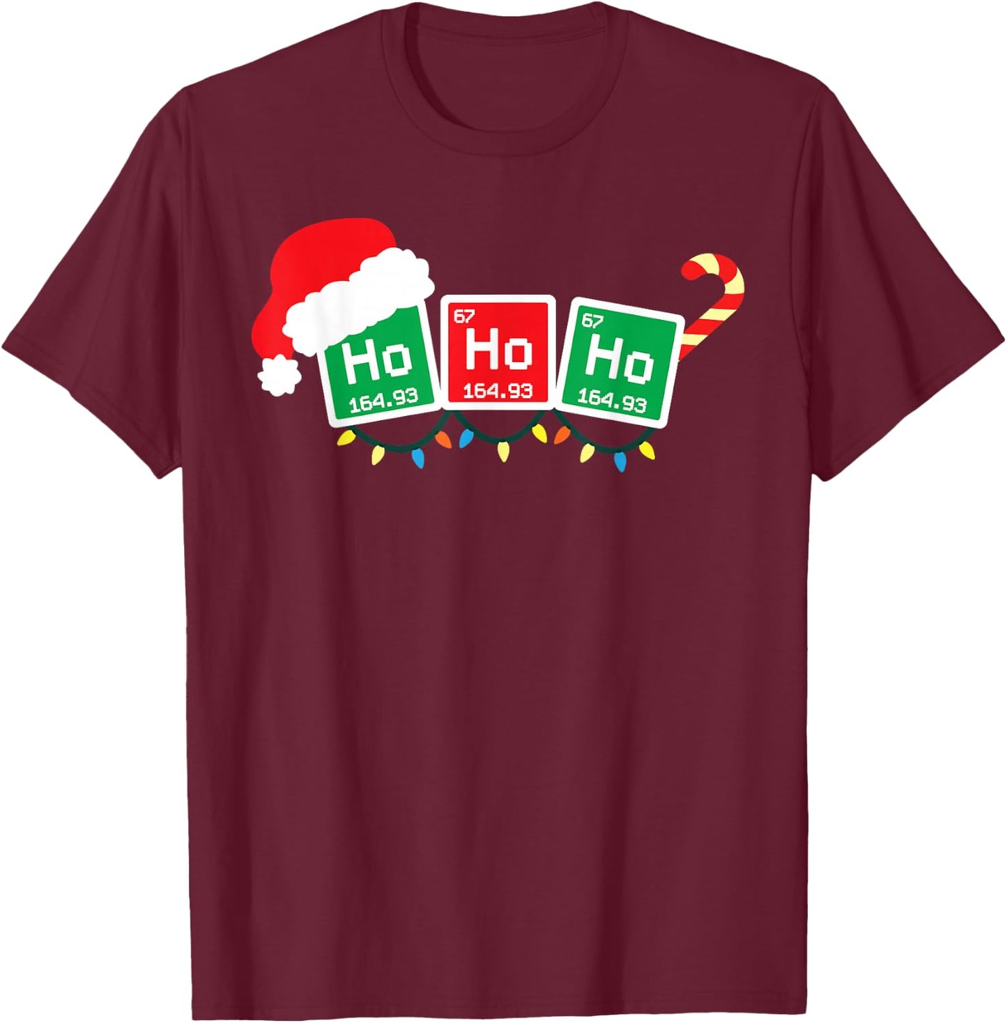 Ho Ho Ho Periodic Table Shirt Chemist Physics Christmas Gift T-Shirt - T-Shirt | Maroon