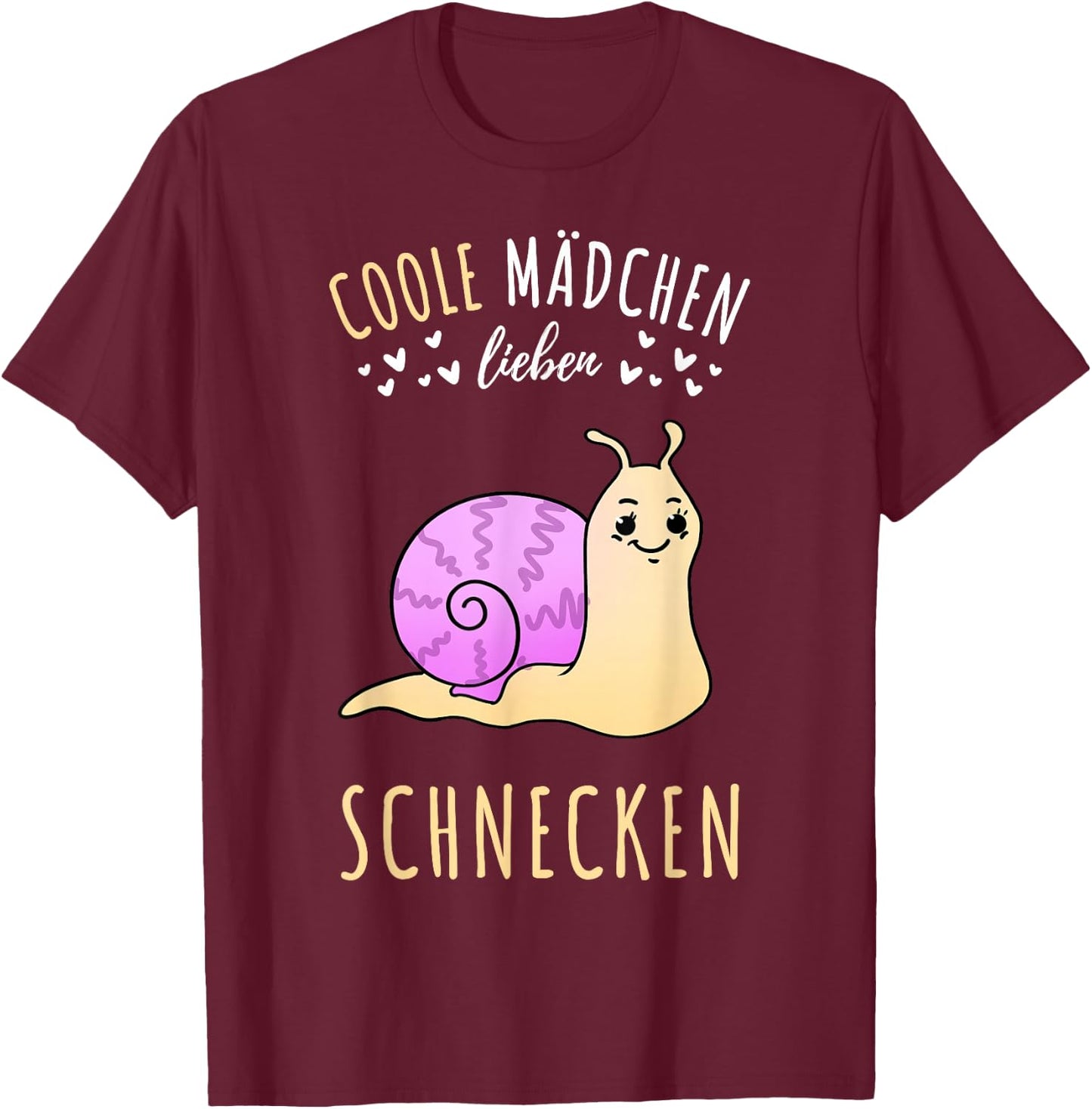 Coole Mädchen lieben Schnecken Geschenk T-Shirt - T-Shirt | Maroon
