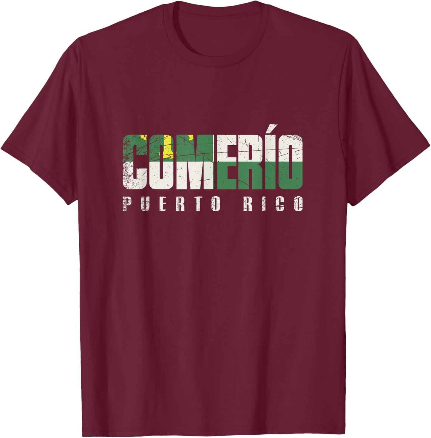 Comerío City in Puerto Rico, Comerío Flag T-Shirt - T-Shirt | Maroon