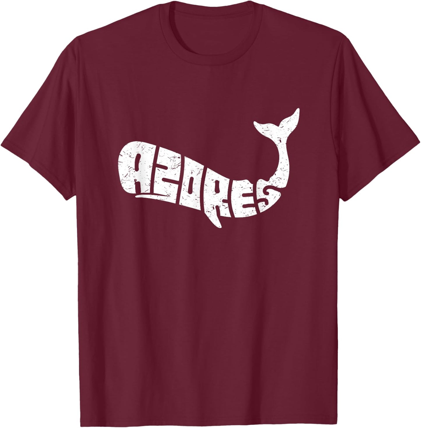 Azores Whale Word Art - Funny Animal T-Shirt - T-Shirt | Maroon