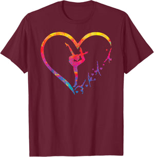 Gymnastics Heart for Gymnastics Girl , Black, S T-Shirt - T-Shirt | Maroon
