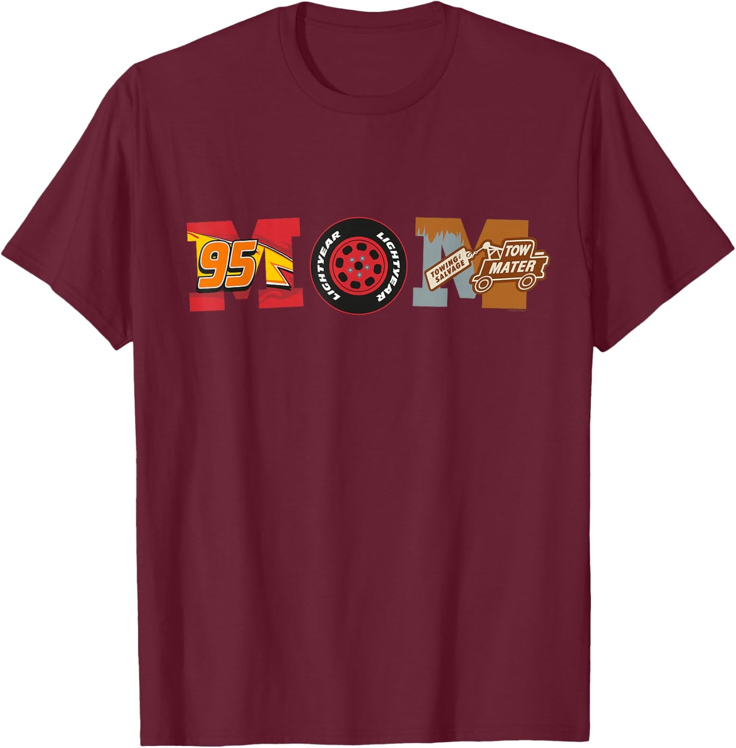 Disney and Pixar's Cars Mom Mother's Day Birthday , Black, S T-Shirt - T-Shirt | Maroon