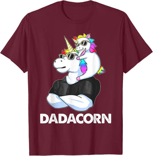 Dadacorn - Unicorn Dad and Baby Christmas PaPa Father's Day T-Shirt - T-Shirt | Maroon