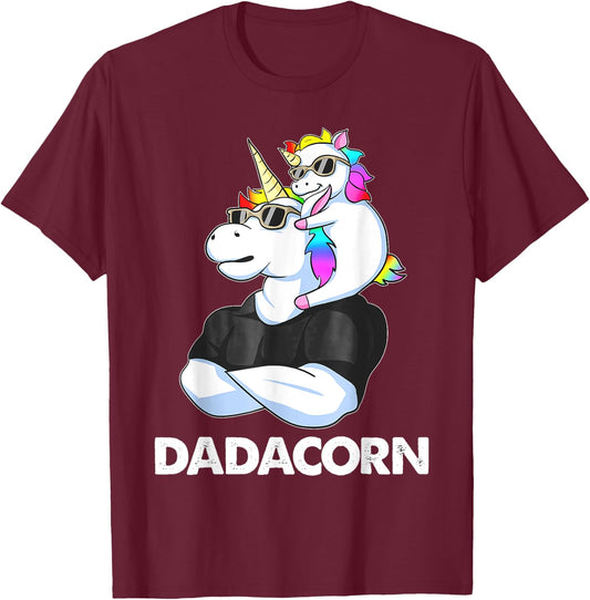 Dadacorn - Unicorn Dad and Baby Christmas PaPa Father's Day T-Shirt - T-Shirt | Maroon