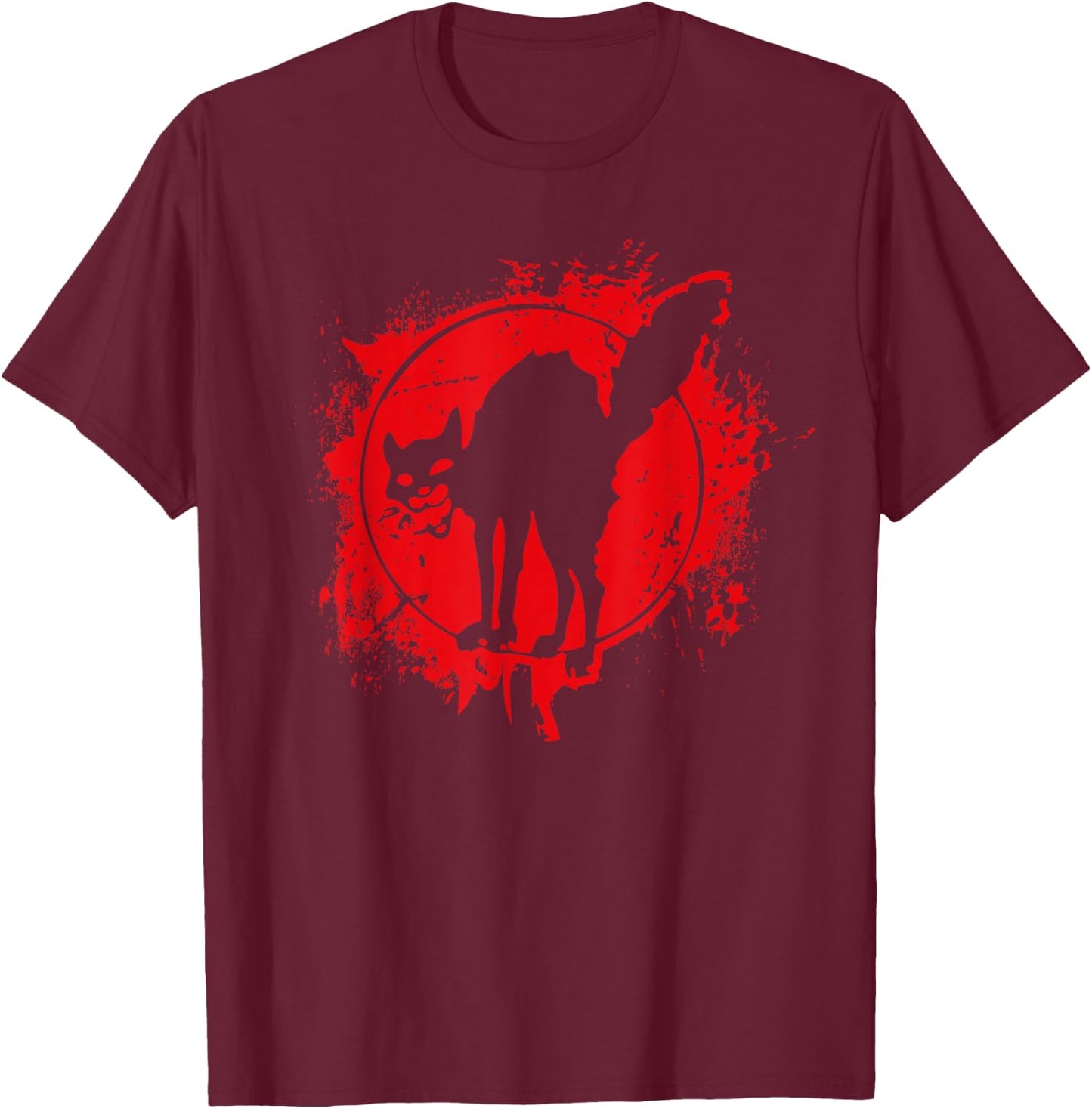 Black Cat Revolution mit Anarchie-Symbol T-Shirt - T-Shirt | Maroon