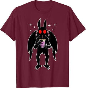 Funny Mothman Bubble Tea Kawaii Boba Tea T-Shirt - T-Shirt | Maroon
