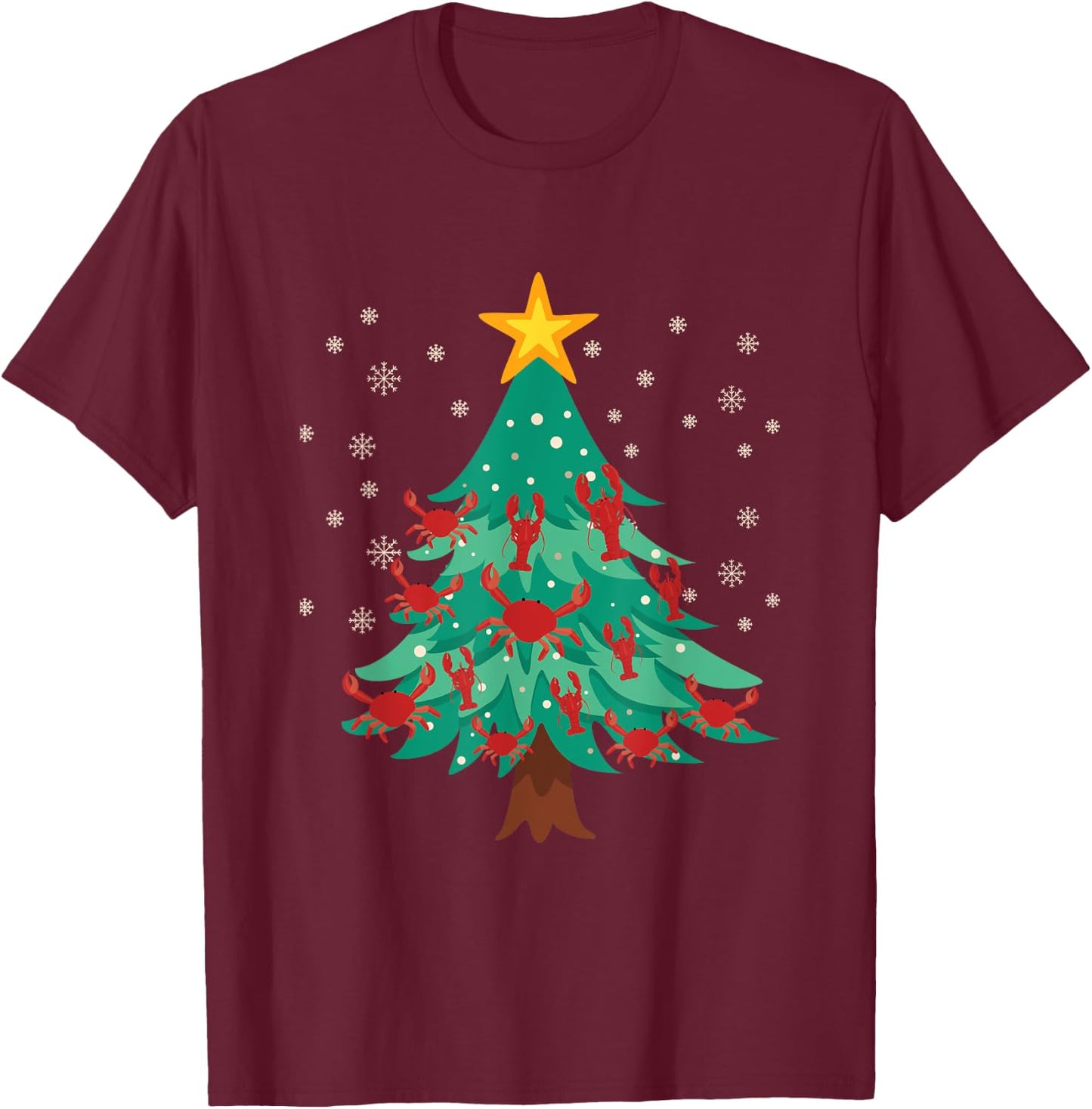 Cajun Louisiana Christmas Lobster Crawfish Merry Crabmas T-Shirt - T-Shirt | Maroon