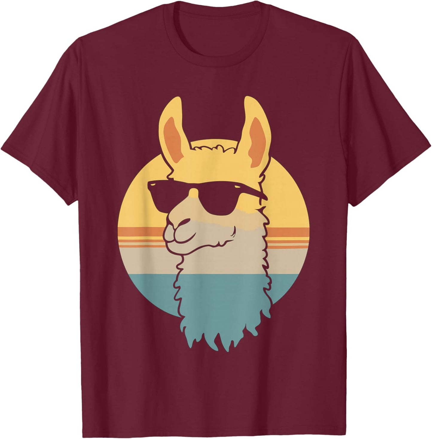 Funny Llama Sunglasses T-Shirt - T-Shirt | Maroon