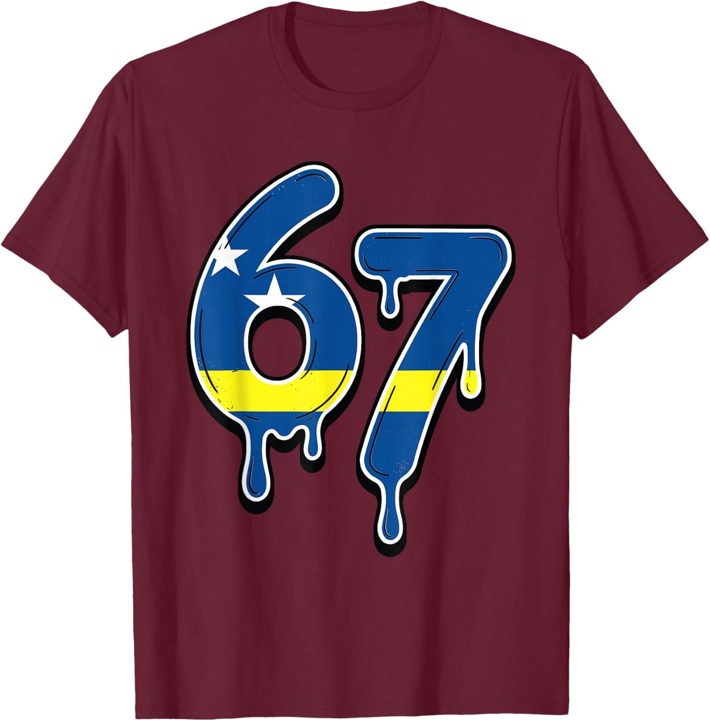 67 Curaçao Six Seven Curacaoan Flag T-Shirt - T-Shirt | Maroon