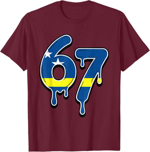 67 Curaçao Six Seven Curacaoan Flag T-Shirt - T-Shirt | Maroon