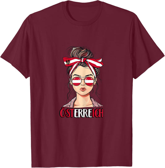 Austria Girls' Football Championship 2024 Fan Item , White T-Shirt - T-Shirt | Maroon