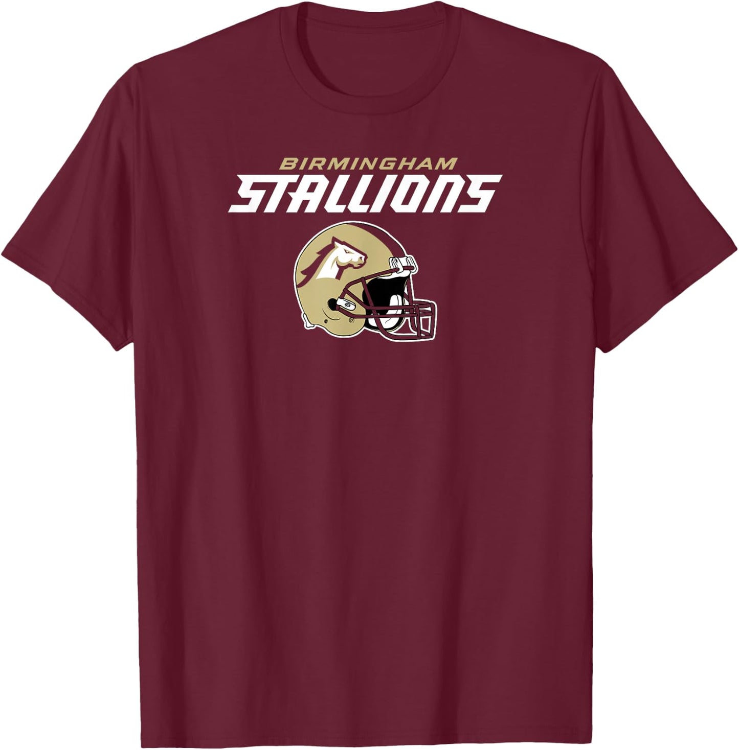 Birmingham Stallions - Vintage Helmet - Birmingham UFL T-Shirt - T-Shirt | Maroon