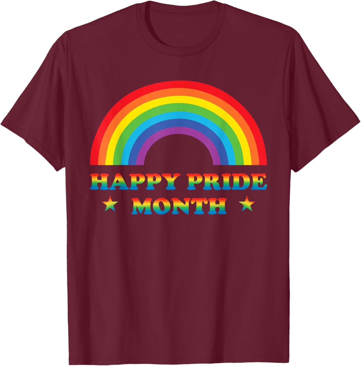 Pride Happy Pride Month T-Shirt - T-Shirt | Maroon