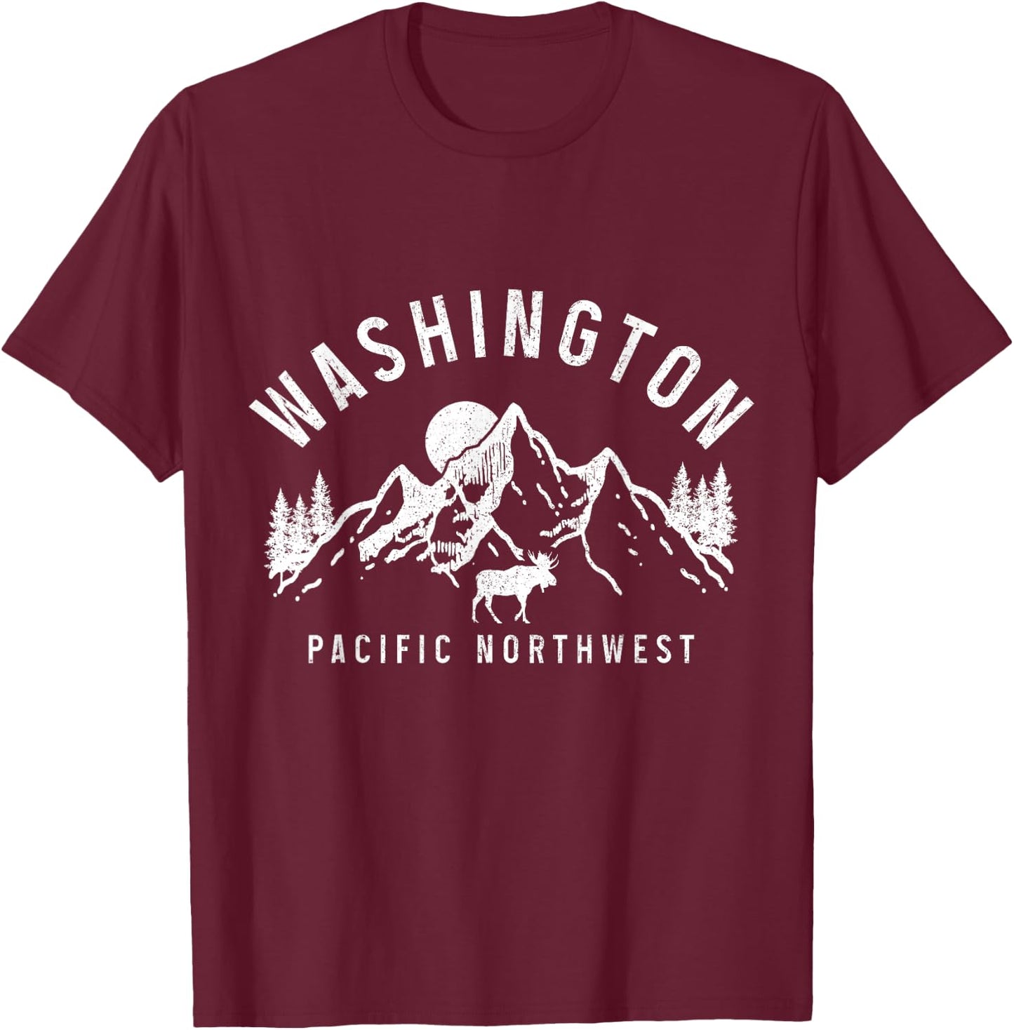 Washington PNW Moose Pacific Northwest Souvenir Pride T-Shirt - T-Shirt | Maroon