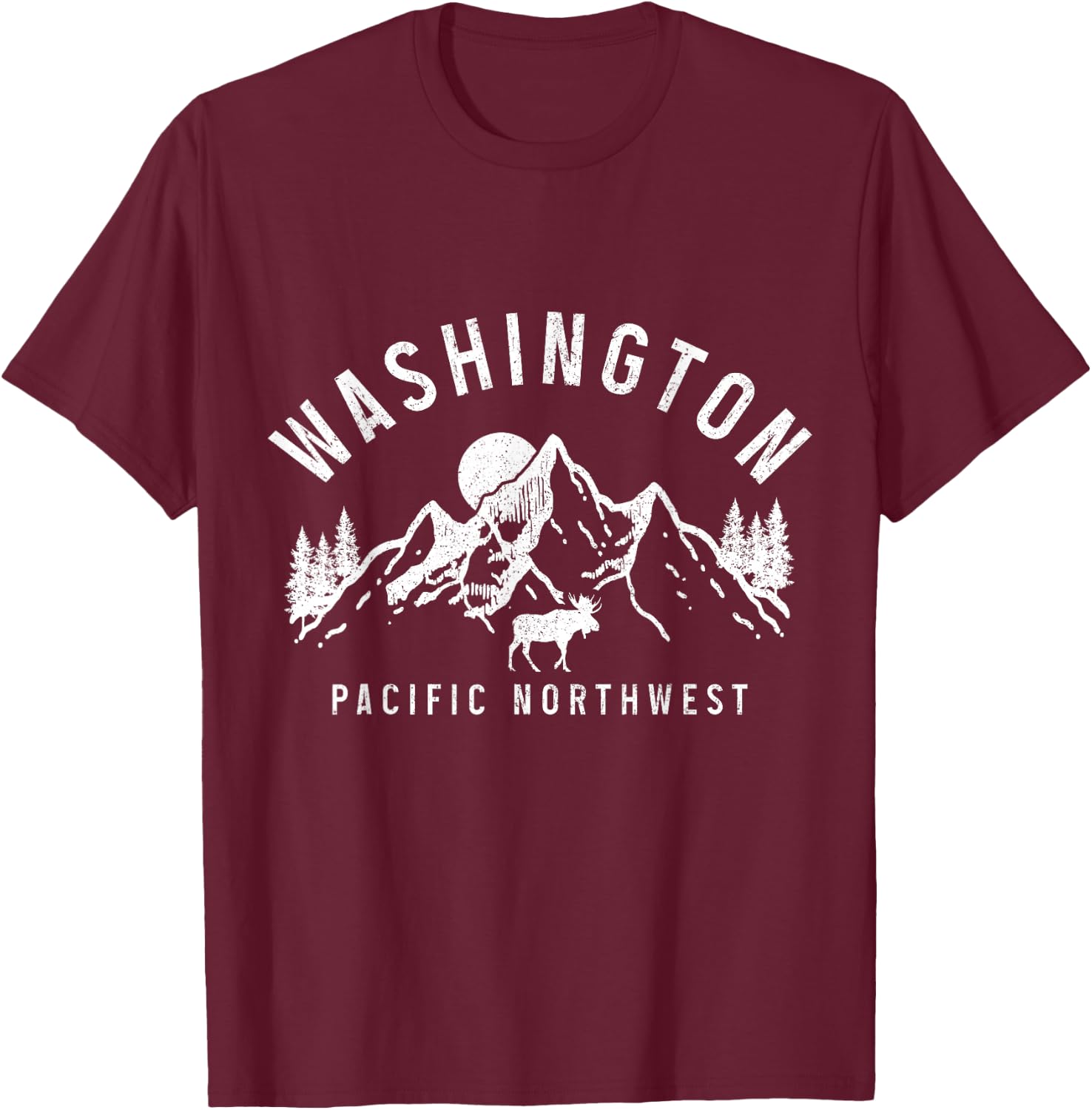 Washington PNW Moose Pacific Northwest Souvenir Pride T-Shirt - T-Shirt | Maroon