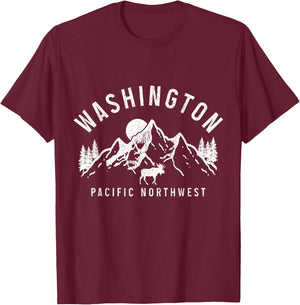 Washington PNW Moose Pacific Northwest Souvenir Pride T-Shirt - T-Shirt | Maroon