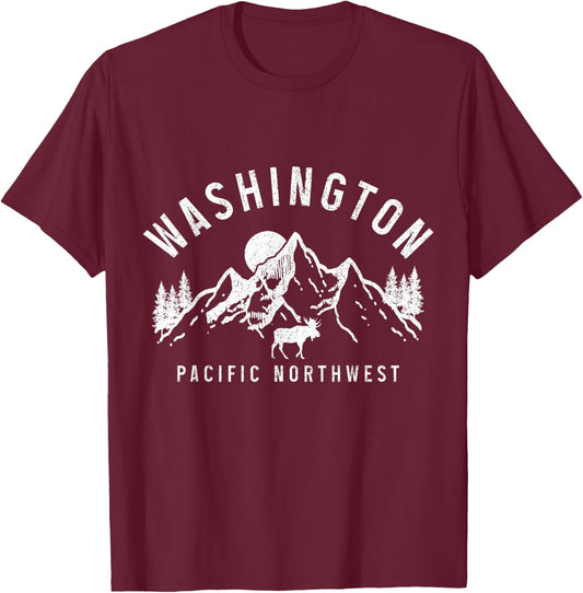 Washington PNW Moose Pacific Northwest Souvenir Pride T-Shirt - T-Shirt | Maroon