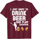Drink Beer And Play Lacrosse Drinking Lax Player Men Women T-Shirt - T-Shirt | Maroon