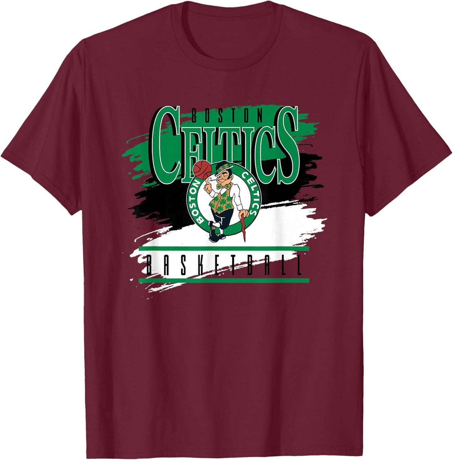 NBA Official Boston Celtics Spilled Paint T-Shirt - T-Shirt | Maroon