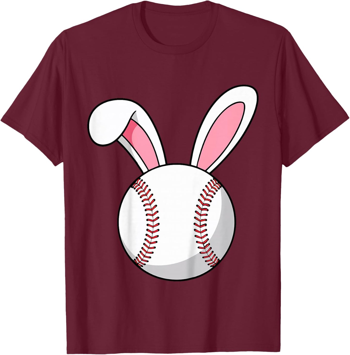 Kids Easter Baseball Bunny Ears Rabbit Youth Boys Toddlers Men T-Shirt - T-Shirt | Maroon