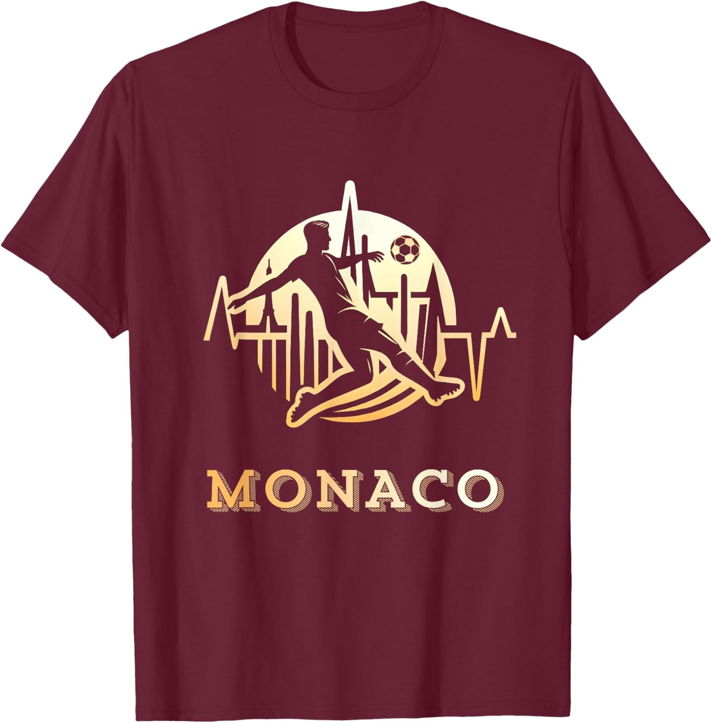 Gift Supporter Monaco Football Monegasque , Black, S T-Shirt - T-Shirt | Maroon