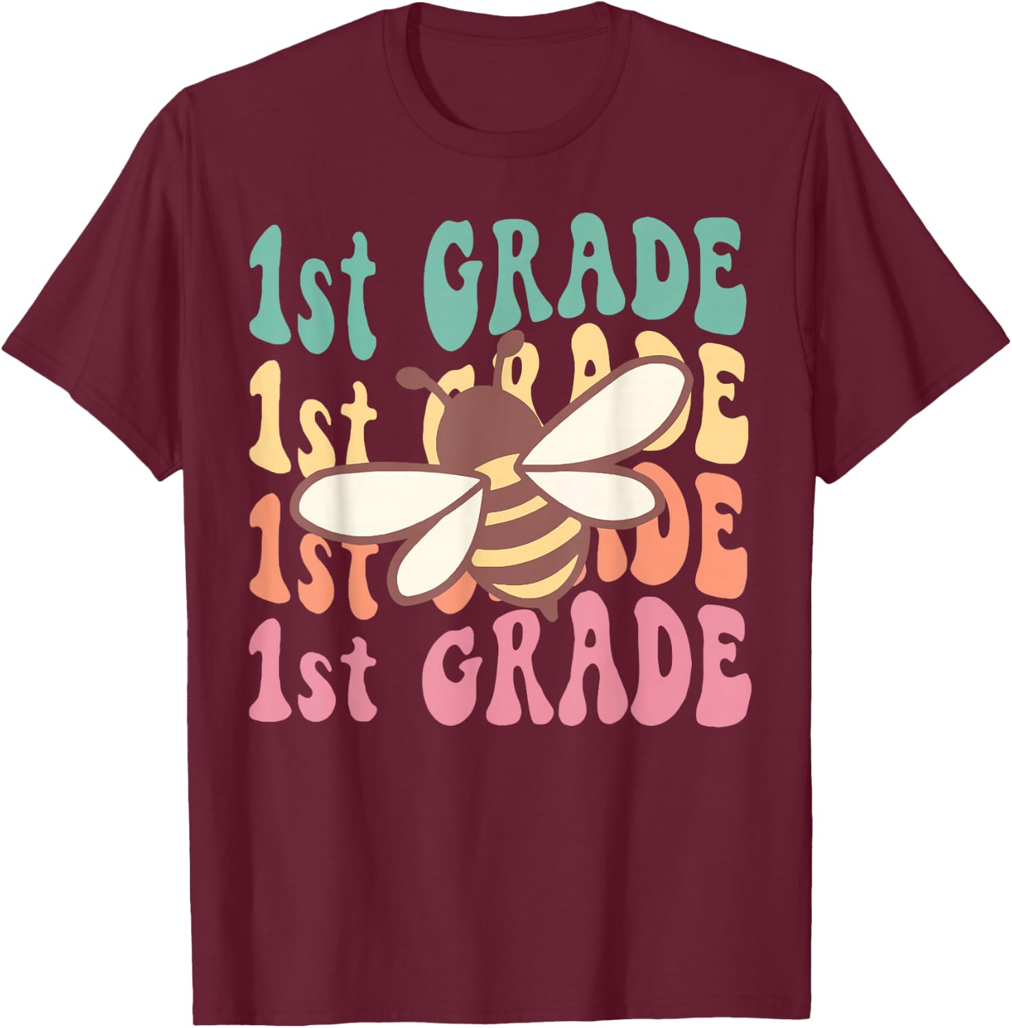 1th Grade Teacher Cute Bee Back To School Elementary Teacher T-Shirt - T-Shirt | Maroon