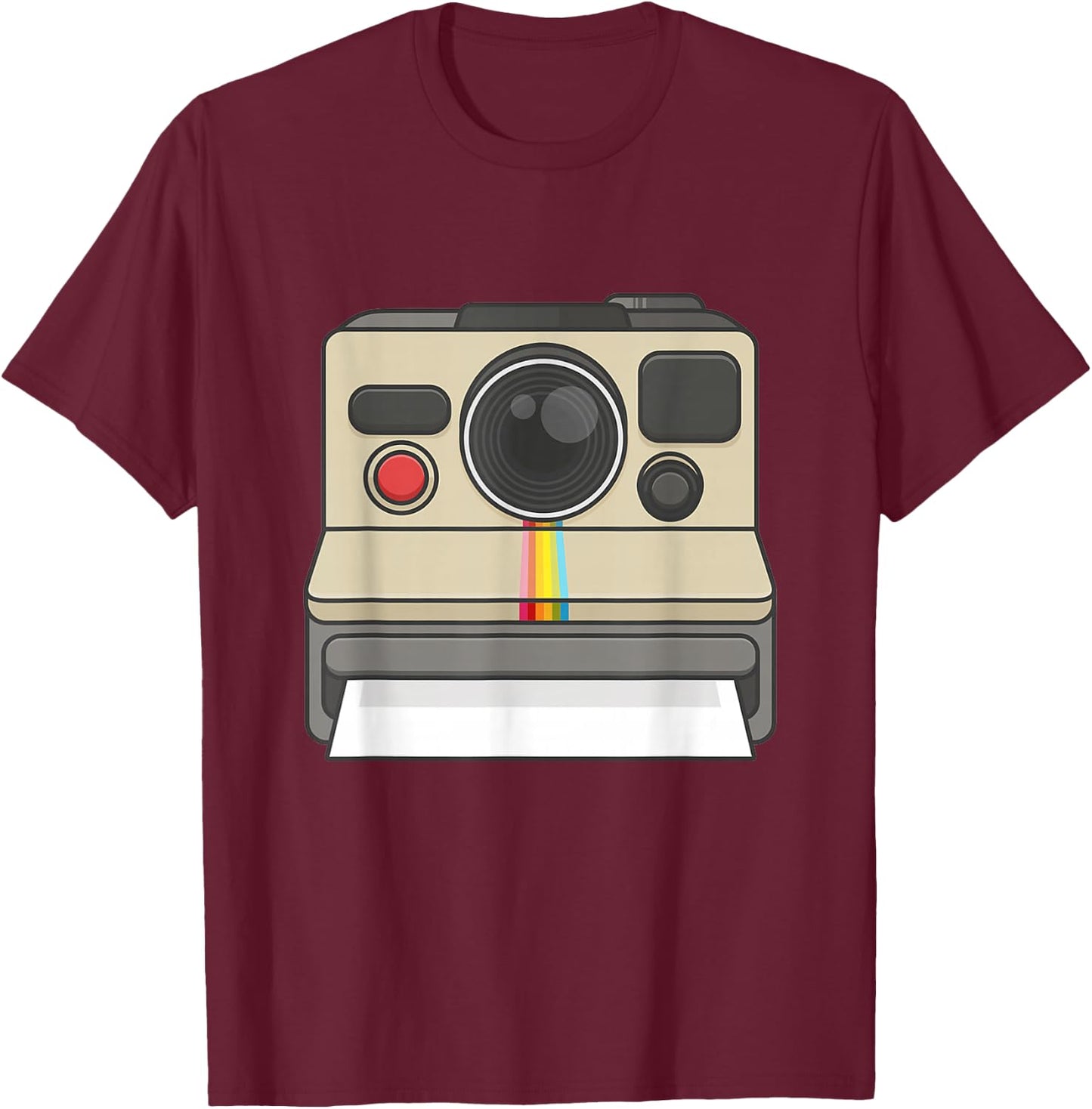Vintage Instant Camera 80s Style T Shirt T-Shirt - T-Shirt | Maroon