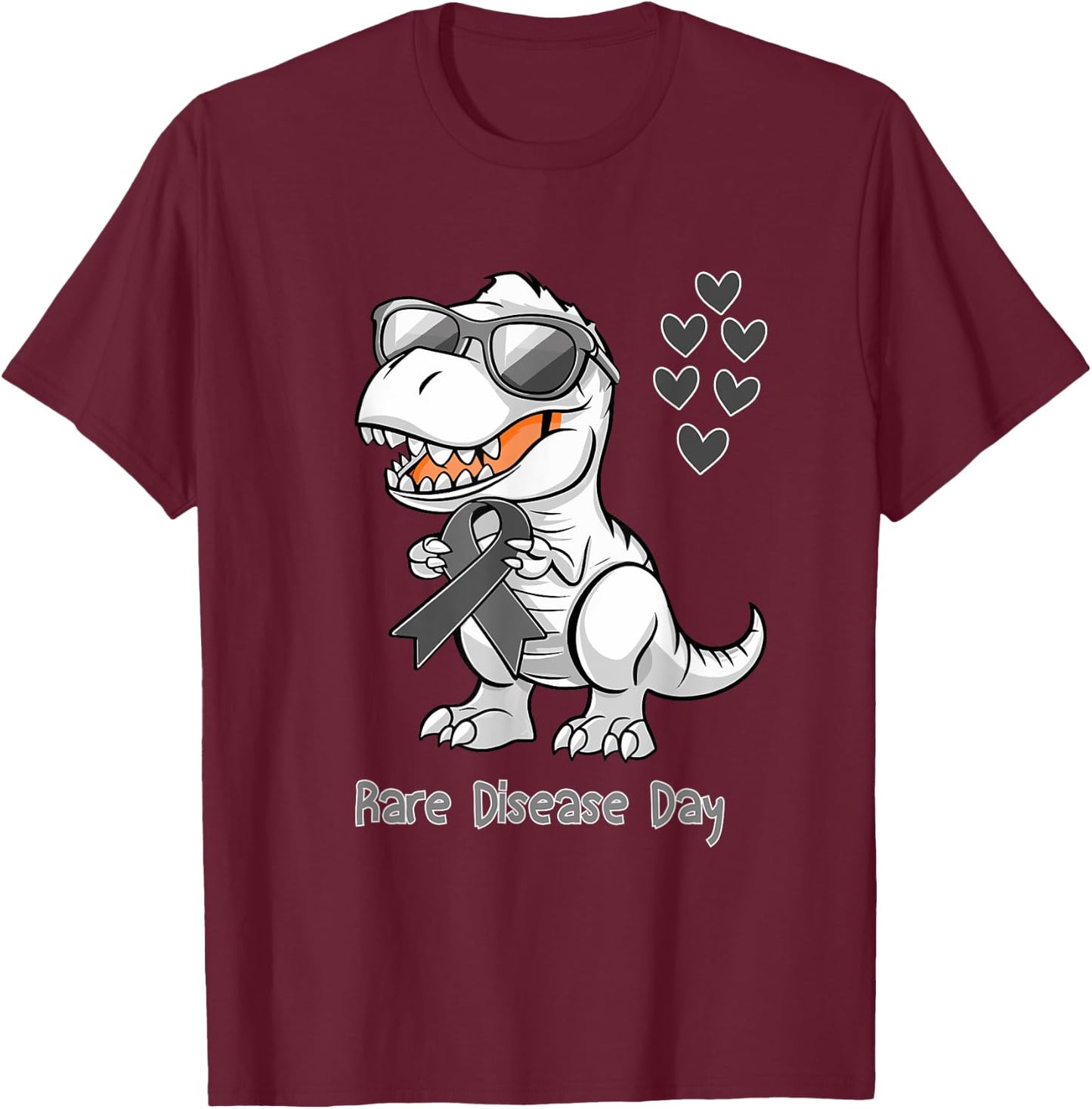 T-rex Dinosaur Rare Disease Day Dino Toddlers T-Shirt - T-Shirt | Maroon