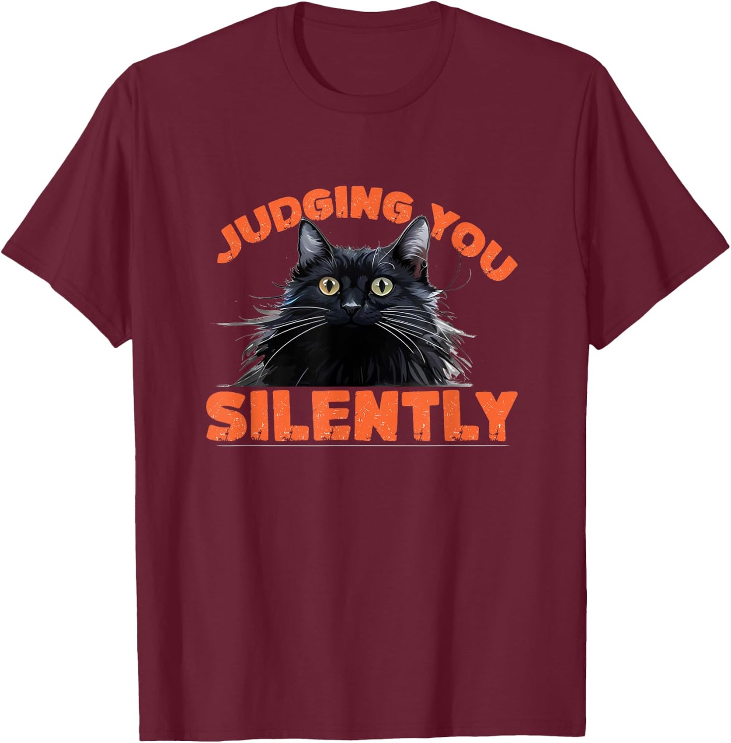 Vintage Funny Cat Judging You Silently Cat T-Shirt - T-Shirt | Maroon