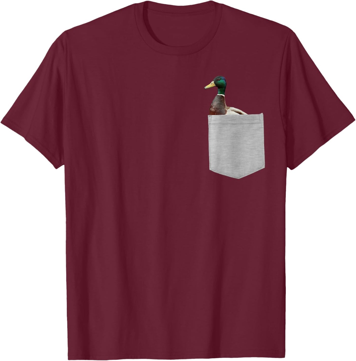 Animal in Your Pocket Funny Mallard Duck Peeking Out T-Shirt - T-Shirt | Maroon