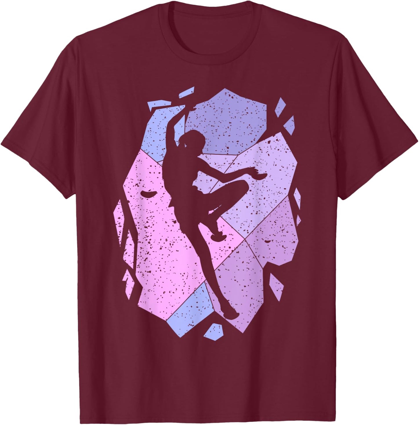 Climbing Climber Female Girl , Black, S T-Shirt - T-Shirt | Maroon