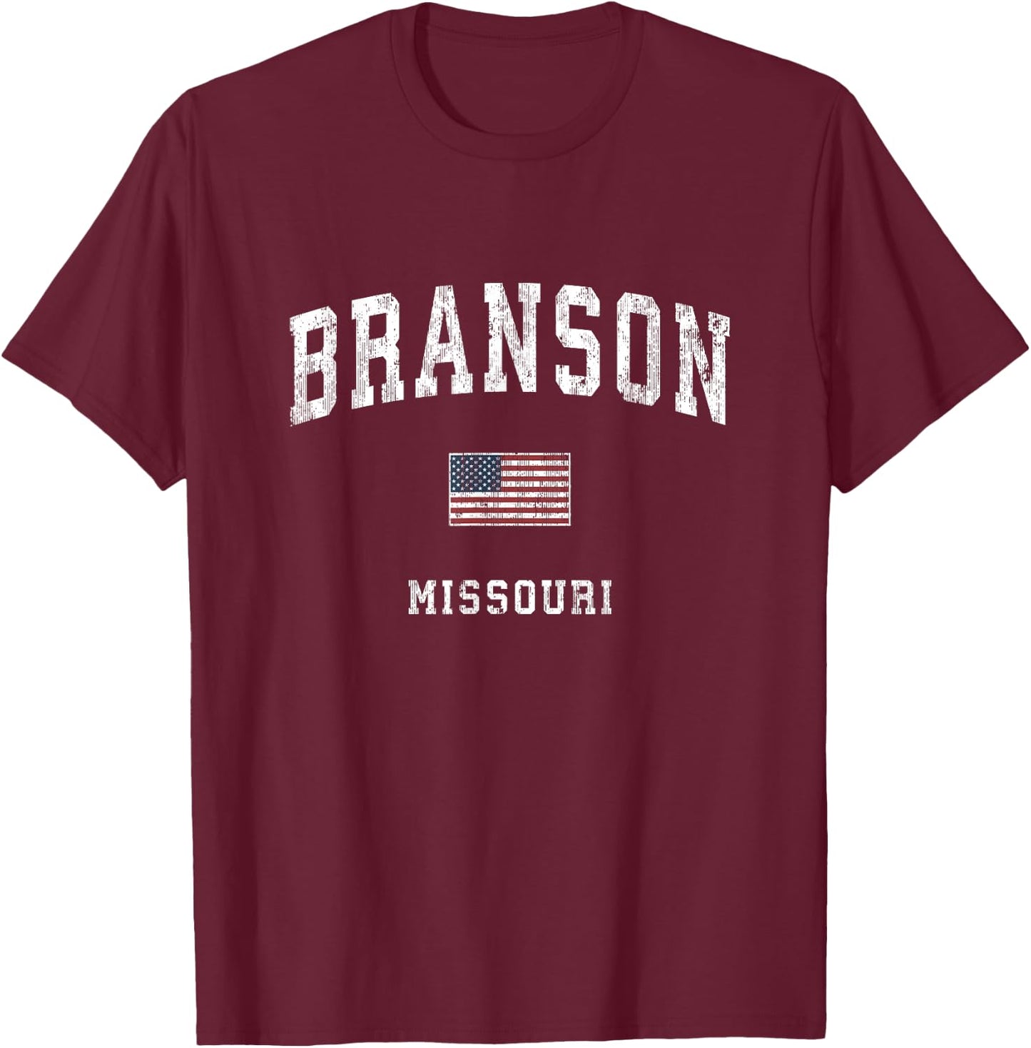 Branson Missouri MO Vintage American Flag Sports Design Kids Men T-Shirt - T-Shirt | Maroon