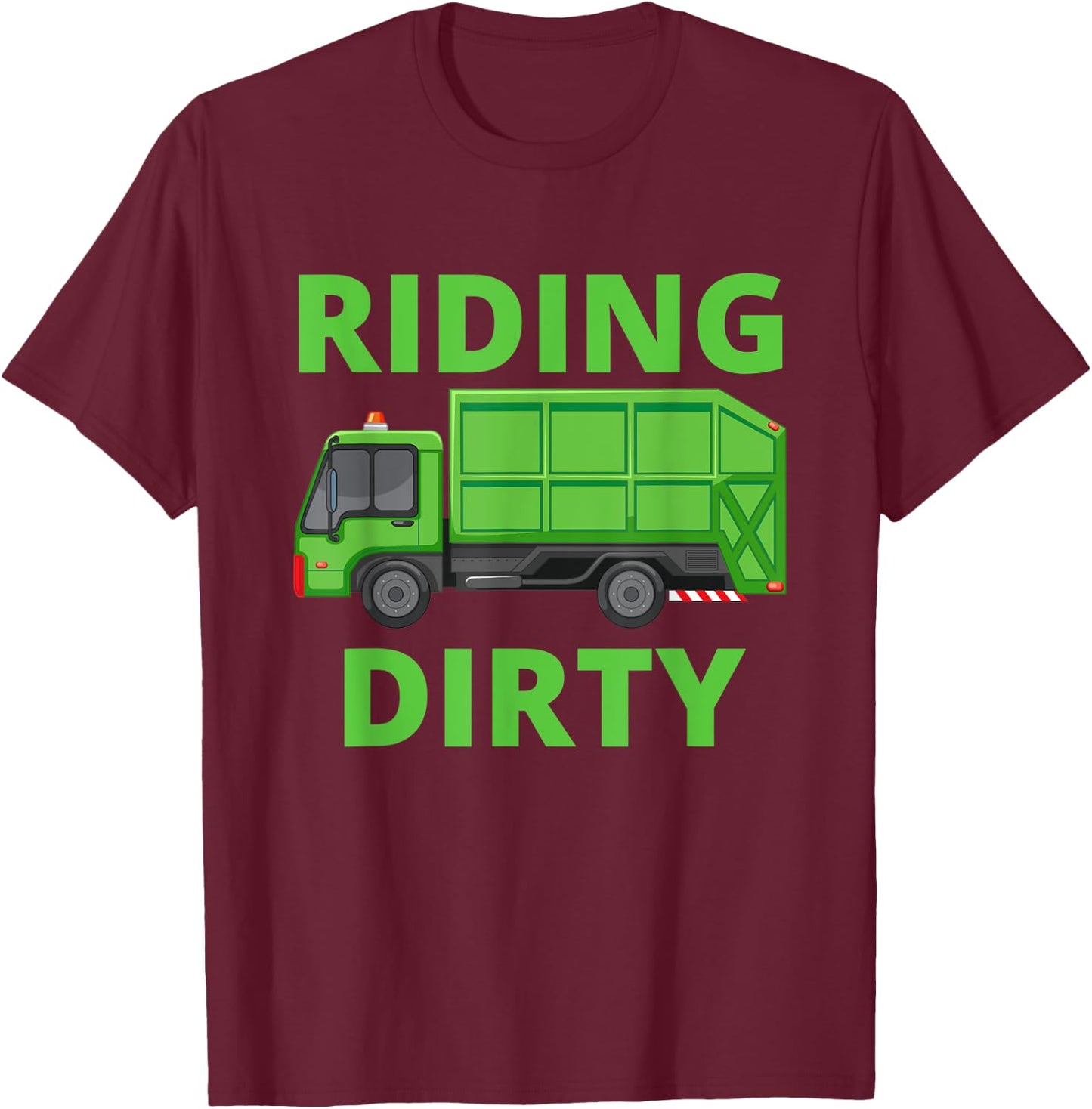 Recycling Trash Garbage Truck Kids Men Riding Dirty T-Shirt - T-Shirt | Maroon
