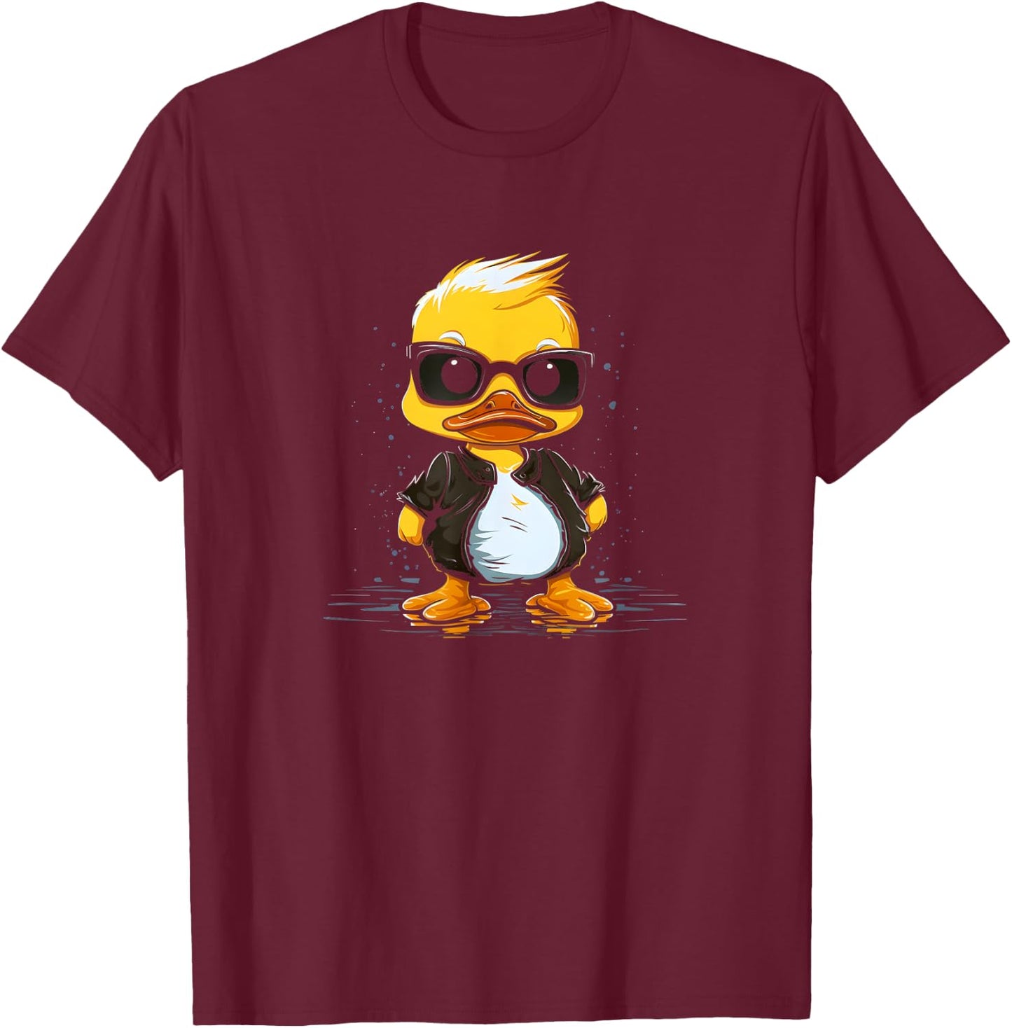 Kleine gelbe Ente mit Sonnenbrille/Lustiges 80er Jahre Enten T-Shirt - T-Shirt | Maroon
