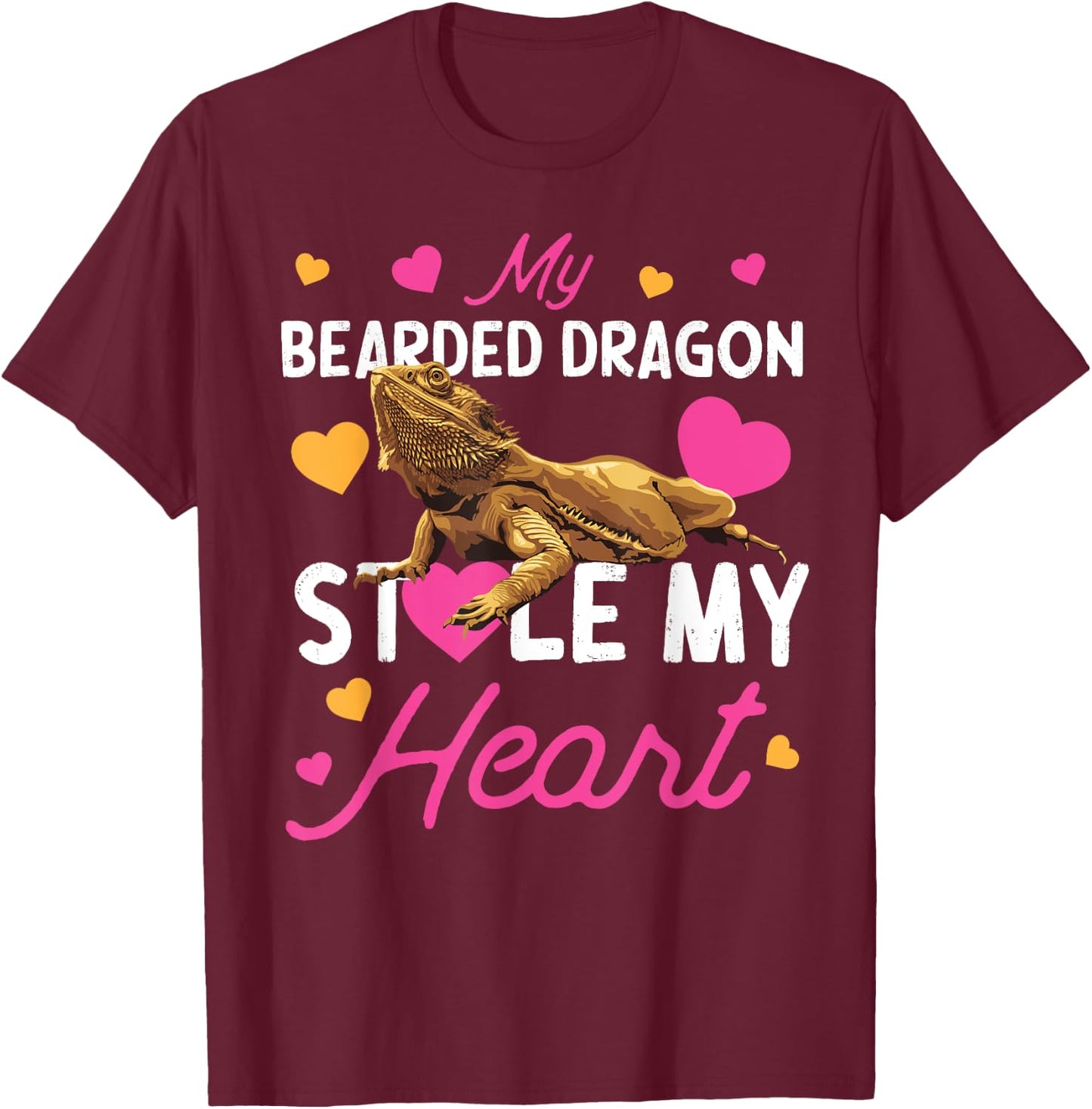 My Bearded Dragon Stole My Heart Valentines Day T-Shirt - T-Shirt | Maroon
