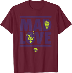 Batman Valentine's Day Joker Harley Quinn Mad Love T-Shirt - T-Shirt | Maroon